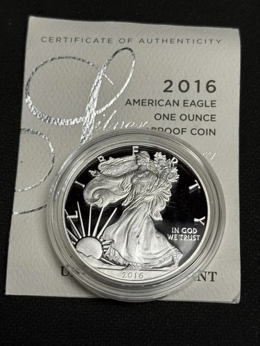 GEM PROOF 2016-W American Silver Eagle Dollar in Capsule, $1 U.S. .999 Coin ASE