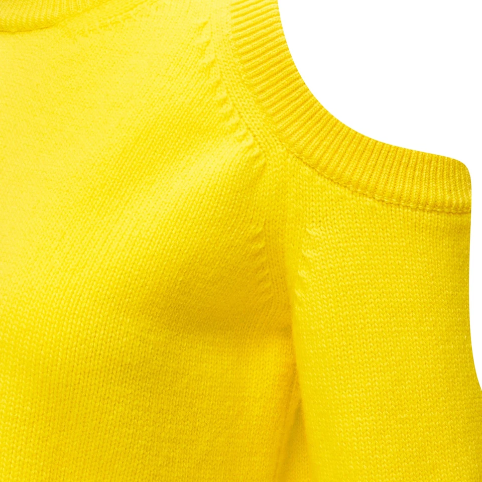 Alexander Mcqueen Wool Blend Asymmetric Cold Shoulder Sweater Women Yell Size 34 - Image 2 of 4