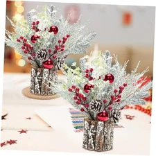 2 Pack Christmas Table Decorations, 14 Inch Christmas Centerpiece Small Red