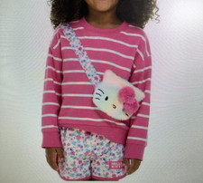 Hello Kitty Girls 2T Sweatshirt Shorts Set Pink Striped Floral 2 Piece