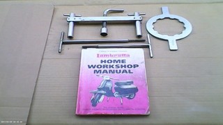 LAMBRETTA CLUTCH TOOLS WITH MANUAL USED SOME MARKS SEE PICS PRIVATE SALE