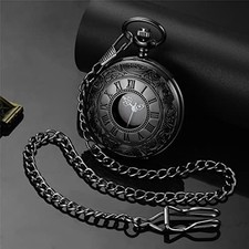 1Pc New Men's Mechanical Retro Pocket Watch with Chain Retro Roman Numerals