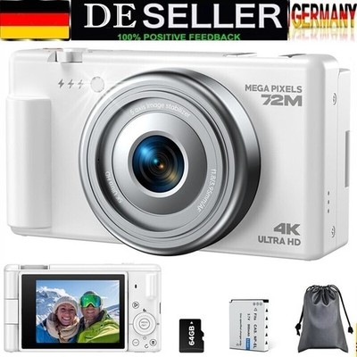 72MP Digitalkamera Kompakt 4K Fotokamera &270°Flip 2.8'' Bildschirm Anti-Shake DE