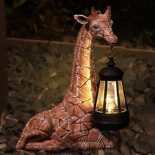Garden Giraffe Statue with Solar Light Backyard Decoration for Courtyard