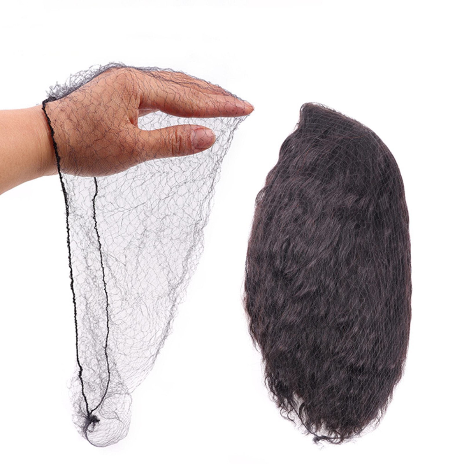 Invisible Hair Nets for Long Hair, 100 Pcs 18-46 inch Black Elastic Mesh Women H