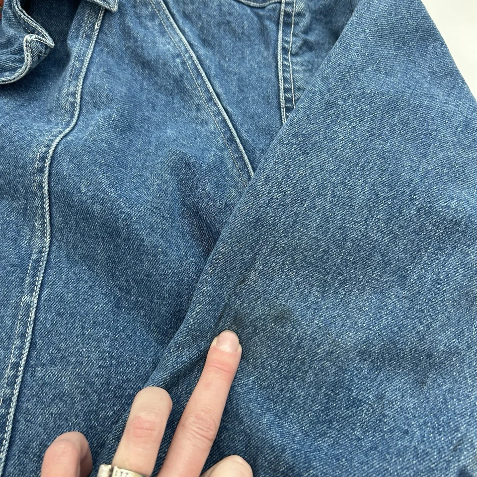 Vintage Global Identify Long Floor Denim Jean Jacket Trench Coat Womens Sz Small - Image 4 of 4