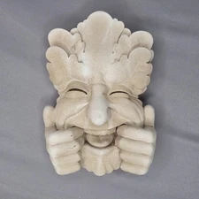 Vintage Carruth Studio Too Much Fun Laughing Man Face Statue Wall Garden Decor