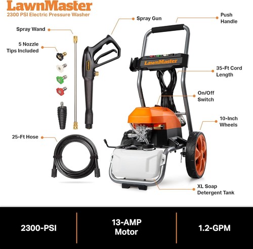 Electric Pressure Washer 2300 PSI Max 13 Amp 1.2 GPM 5 Nozzles Heavy Duty - Picture 9 of 9