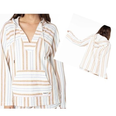 NWT Roxy Wild And Free Multicolor Stripe Hoodie Poncho RF71402AA1P1 Size M
