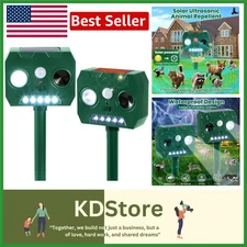 2 Pack Solar Ultrasonic Animal Repellent Garden Yard Fence Deer Cat Squirrel