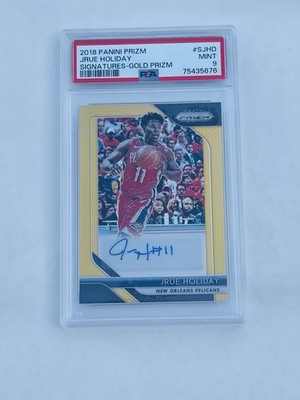 Panini Prizm 2018-19 Jrue Holiday Signatures Gold Prizm /10 Auto PSA