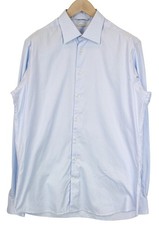 SUITSUPPLY Men's Formal Shirt 44.7/17 1/2L Light Blue Slim Pure Cotton Try On 