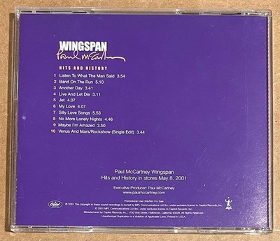 Paul McCartney - Wingspan: Hits and History RARE promo sampler CD