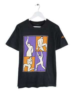 Vintage 90s Abstract Print T-Shirt Schwarz L Herren