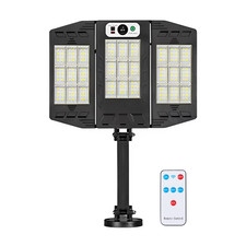 Mini Lampione Solare 3 Pannelli Integrati 216 LED Faro Luce Bianca e Telecomando