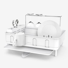 simplehuman Steel Dish Rack Swivel Spout Whit...