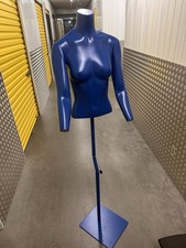 Blue Glossy Female Headless Abstract Torso Mannequin w/ Arms & Stand