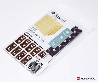 Smead 67925 Year 2025 ETS End Tab Folder Labels, Brown, 1/2 x 1