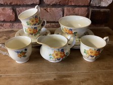 Grindley Pottery Cream Petal, Side Plates, Cups & Saucers, Milk Jug, Sugar Bowl