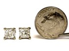 EGL certified 2ct carat New princess diamond I1 K 14k white gold earrings studs  — photo 3