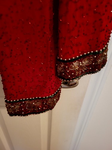 Lovely VTG Laurence Kazar Sequin Sparkle Jacket NWT SZ 3X Rare cherry redSILK - Picture 3 of 7