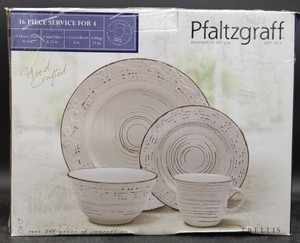 Pfaltzgraff Trellis White 16 Piece Stoneware Dinnerware Set For 4 New Open Box Ebay