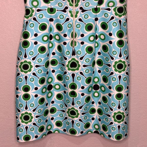 Kate Spade Solar Miriam Silk Sheath Dress Size 8 6 Blue Mod Geometric Wedding - Picture 8 of 10