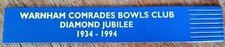 Warnham Comrades Bowls Club 🎳 Sussex Blue Leather Bookmark VGC! C14