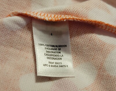 CARTER'S Daisy Dress sz 4 Drop Waist Pleats Orange White Pink