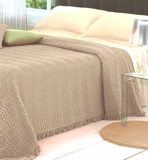 Copriletto Estivo Tessuto Jaquard Ciniglia 100%Cotone Tortora 3Misure 12Colori P