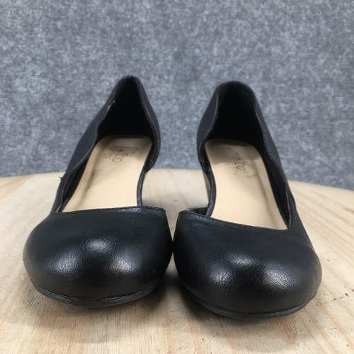 Me Too Heels Womens 10 M D Misty Orsay Wedge Pumps Black Faux Leather Slip On - Picture 7 of 19