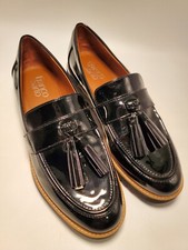 Franco Sarto Carolynn Lug Sole Loafers Black Faux Patent 8.5M