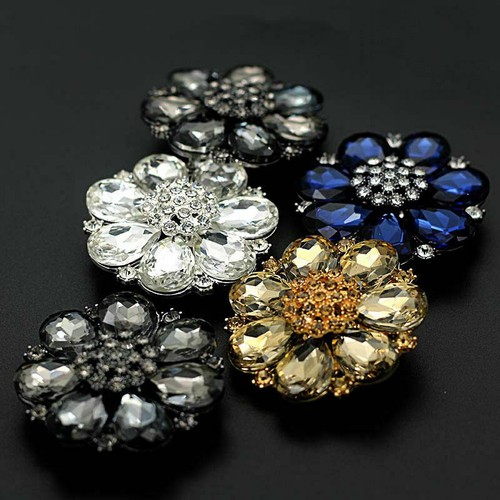 1PC Crystal Diamante Flower Buttons DIY Sewing Fasteners Accessory Shiny Fashion - Picture 6 of 15