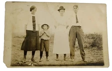 RPPC Family Farm Vtg Fashion KRUXO Stamp Box Real Photo Postcard