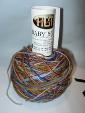 FIESTA BABY BOOM BROWN BLUE WOOL DESIGNER KNITTING CRAFT FIBER ARTS TASSEL 75G