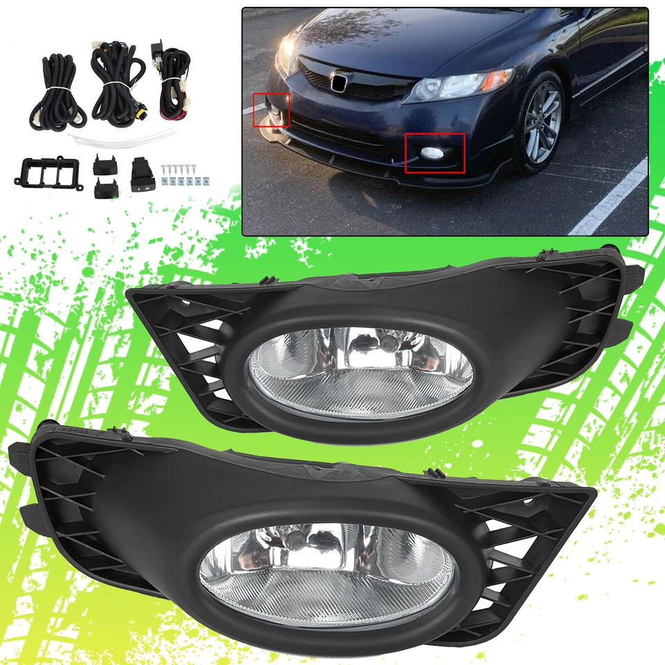 Luces antiniebla de conducción de parachoques con interruptor para Honda Civic 2009 2010 2011 sedán de 4 puertas Foto 3 de 4