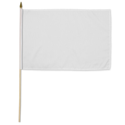 1 Dozen Solid Color White Stick Flags 12x18in Handheld White Flag