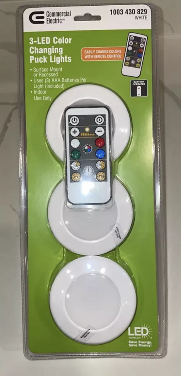 Commercial electric 3 led color changing outlet puck lights