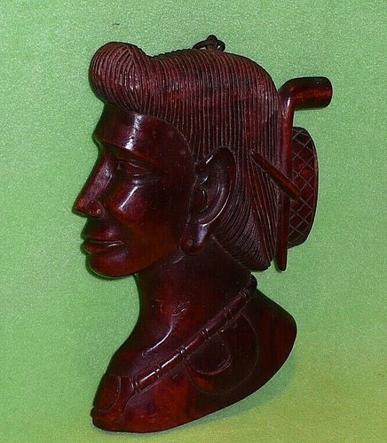 Philippines PALM WOOD carved tribal Igorot woman with smoking pipe. Vintage 1966 - Picture 5 of 5