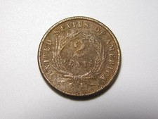 VINTAGE US COIN 1866 2 CENTS PIECE COIN