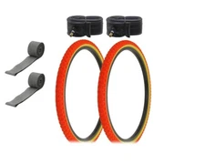 ALTALINE Bicycle 24" x 1.75" RED/GUM COMP III (2) TIRES, TUBES, & RIMSTRIPS BMX