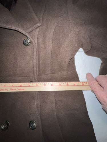 Anne Klein Pea Coat Women’s Medium Brown Wool Blend Classic Winter Lined - Picture 7 of 19