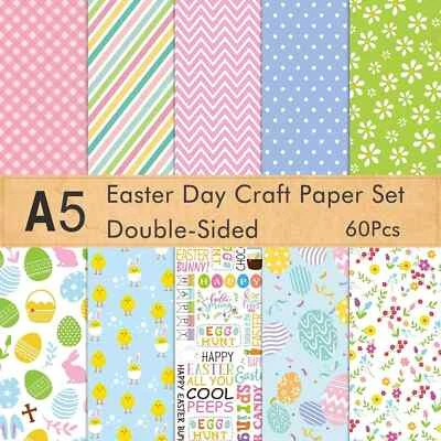FEPITO 60 x A5 Easter Paper Double Sided for Decorative Card Gift Scrapbook Craft (E3)