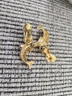 Vintage Clip on Earrings Gold Tone Dangle Drop Dolphin Earrings — photo 4