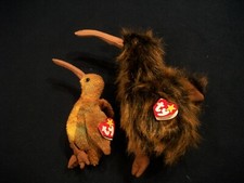 Set of TY KIWI birds 9" Tall Original Beanie Buddy and Beanie Baby BEAK 1st Set