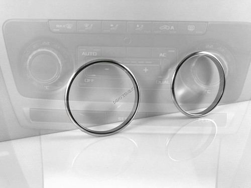 Fits Skoda Yeti 2009-2017 Aluminium Ringe für Lüftungsregler Heizungsregler x2 - Picture 3 of 6