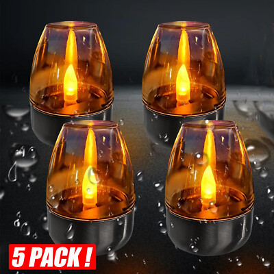 5PCS Solar Kerzen LED Solarleuchte Garten Deko Kerzenleuchten Außen Lampe Neu