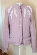 Vintage lady Cardigan sweater winter casual Warm Kintwear Sz 14 80s made in HK