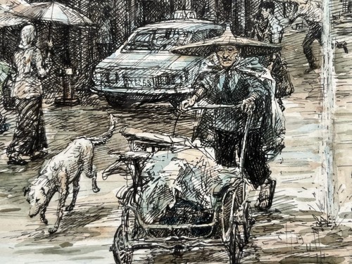 Kang ~ Singapore School watercolour & Ink ~ Amazing Detail ~ Singapore ~ Signed. - Picture 12 of 24