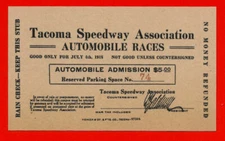 1918 Tacoma Speedway Race Ticket Reproduction On 100 Year Old Paper *002